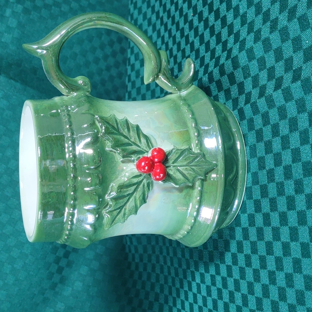 Vintage Norcrest Iridescent Holly Mug